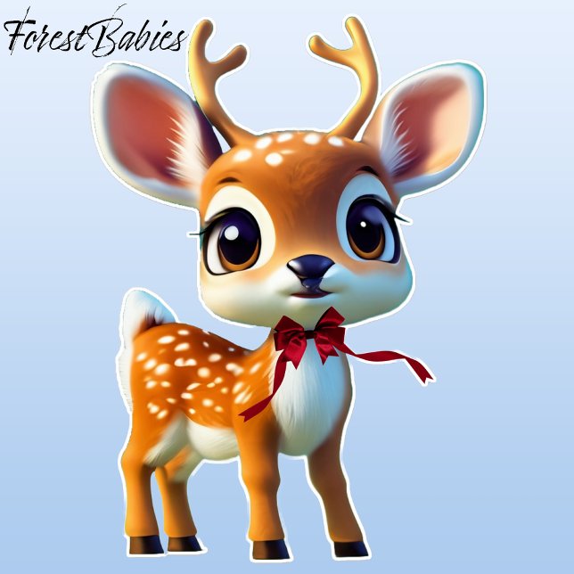 Pegatina Renos navideños con corbatas rojas, ternera con po (Reindeer 🦌 🎄 Christmas Sticker)