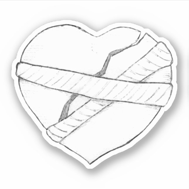 Pegatina Reparando un Corazón Roto Boceto (Anverso)