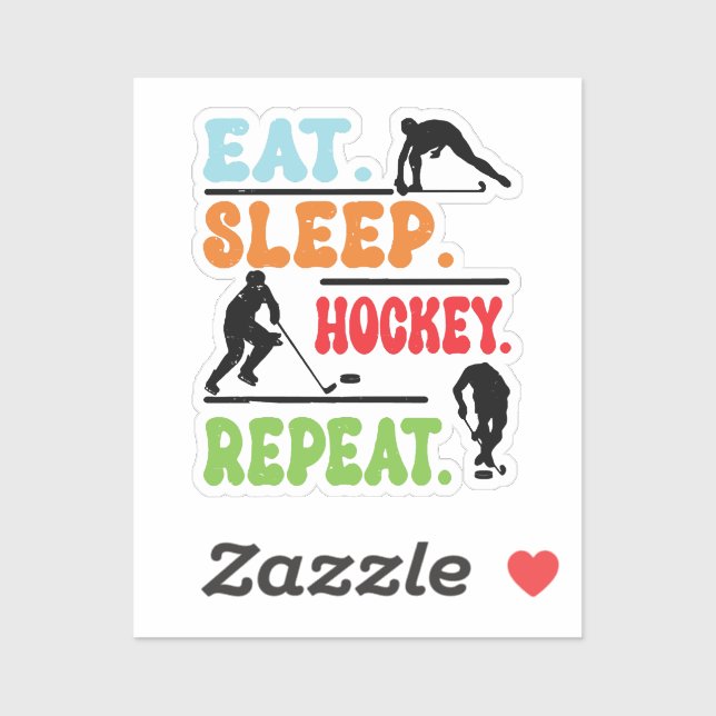 Pegatina Repetir el hockey sobre hielo en el sueño (Hoja)