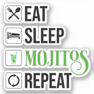 Pegatina Repita con Mojitos de sueño de descanso