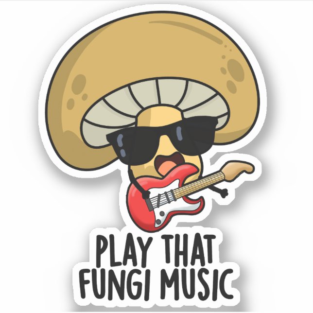 Pegatina Reproducir ese Hongi Music Funny Mushroom Pun (Anverso)