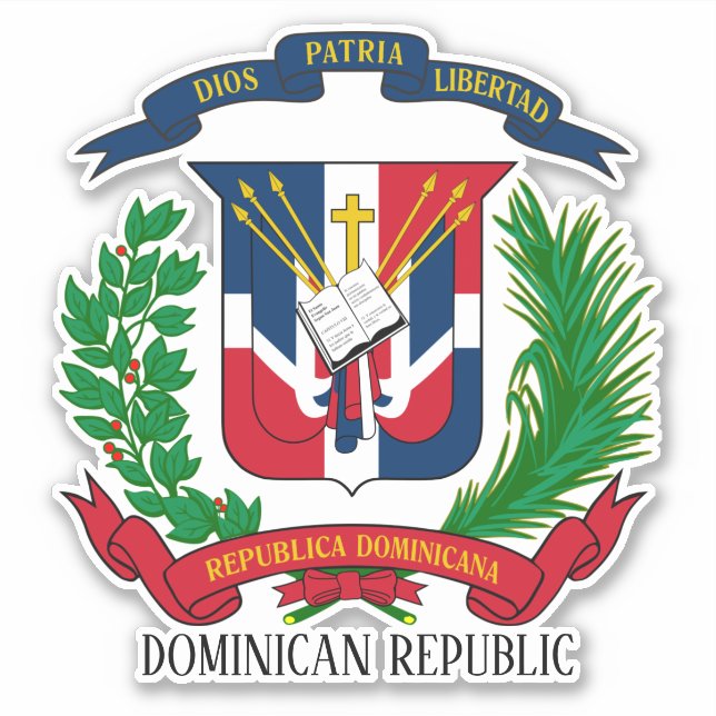 Pegatina República Dominicana Escudo Nacional De Armas Patr (Anverso)