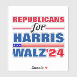 Pegatina Republicanos por Harris Walz azul rojo