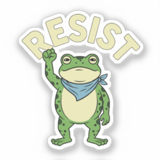 Pegatina Resist Frog Illustration STICKER, Cute Protest Fro