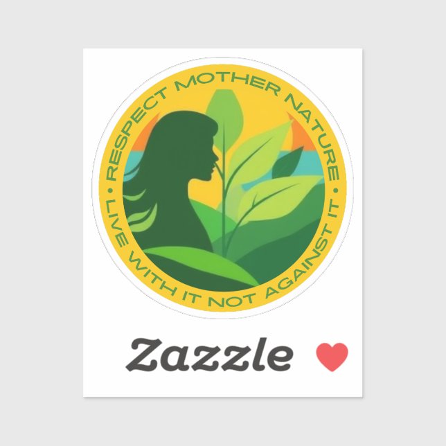 Pegatina Respetar a la madre naturaleza, vivir con ella no  (Hoja)