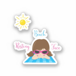 Pegatina Resting Beach Face Chica Gafas de sol Sunshine