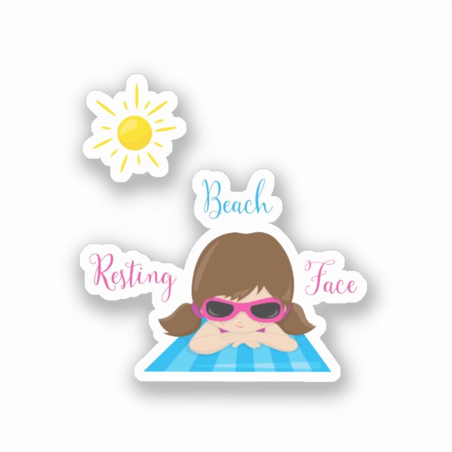 Pegatina Resting Beach Face Chica Gafas de sol Sunshine (Anverso)