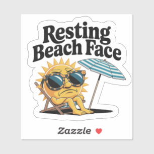 Pegatina Resting Beach Face Funny Summer Vacation