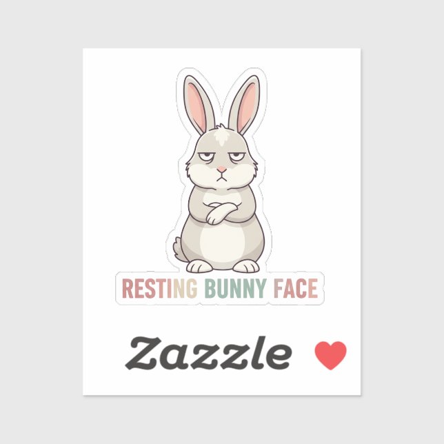 Pegatina Resting Bunny Face Funny Grumpy Rabbit Sarcastic  (Hoja)