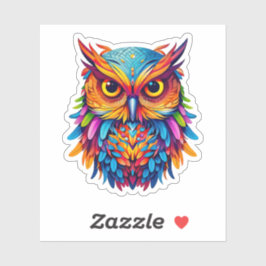 Pegatina Resumen de arte de color acuático de la Lechuza Ar