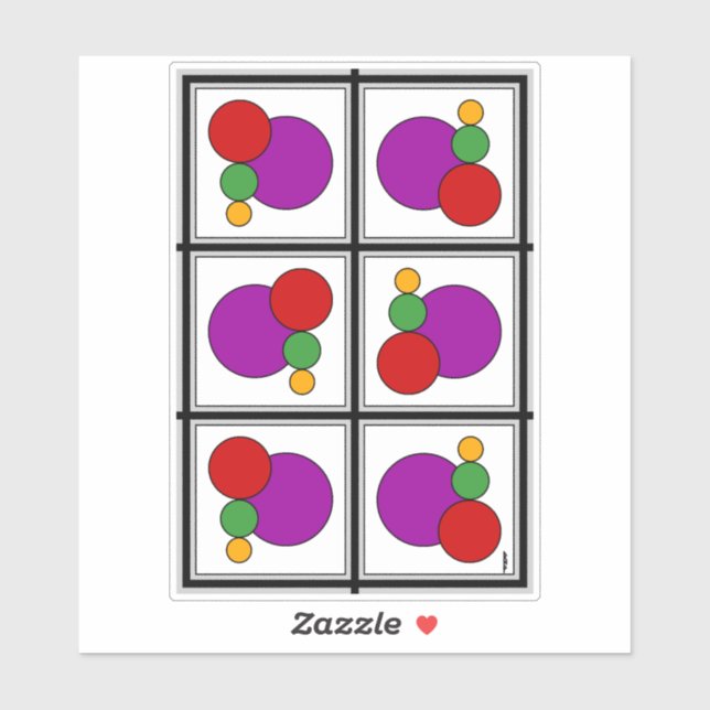 Pegatina Resumen de cuadrados y círculos (Hoja)