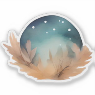 Pegatina Resumen de la acuarela del nido celeste