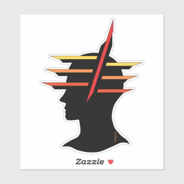 Pegatina Resumen de la cabeza (Hoja)