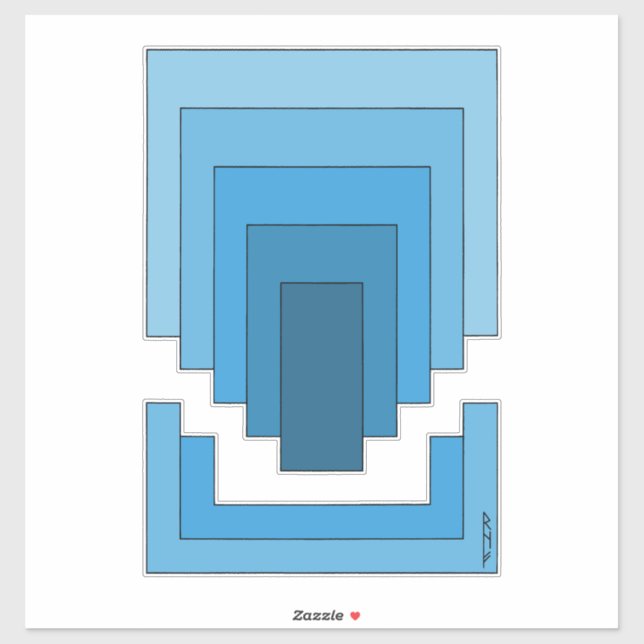 Pegatina Resumen de Rectángulo en Azul (Hoja)