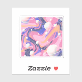 Pegatina Resumen De Swirl En El Espacio Ultraterrestre Rosa