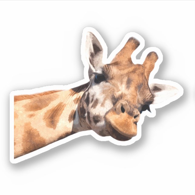 Pegatina Retrato Cute Giraffe (Anverso)