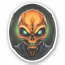 Pegatina Retrato de Alien Face Personalizado Alien, Naranja