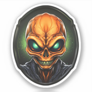 Pegatina Retrato de Alien Face Personalizado Alien, Naranja