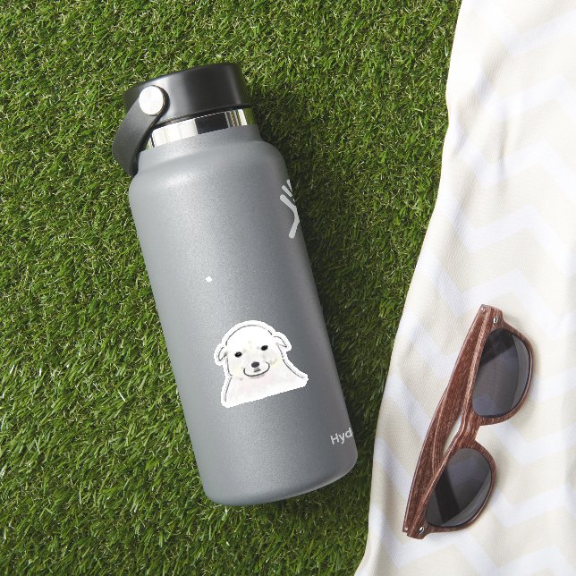 Pegatina Retrato de cachorro blanco sonriente adorable (HydroFlask Insitu)