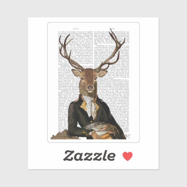 Pegatina Retrato de ciervo (Hoja)