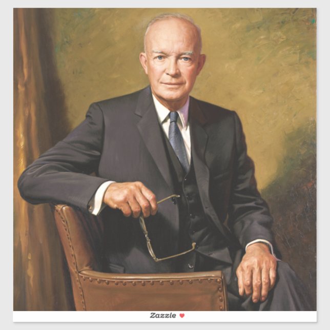 Pegatina Retrato de Dwight Eisenhower Presidente de la Casa (Hoja)