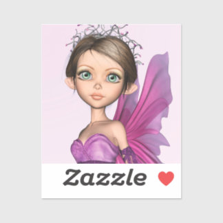 Pegatina Retrato de Fantasía de Ojos Grandes de Hada Rosa