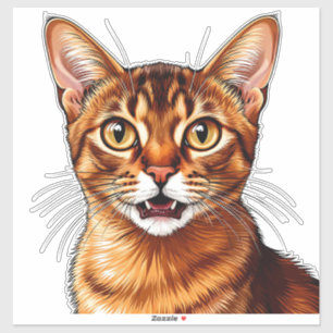 Pegatina Retrato de gato abisinio atigrado naranja en prime