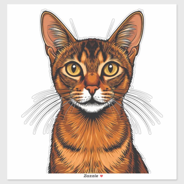 Pegatina Retrato de gato abisinio atigrado naranja en prime (Hoja)