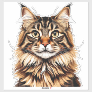 Pegatina Retrato de gato American Bobtail de cerca