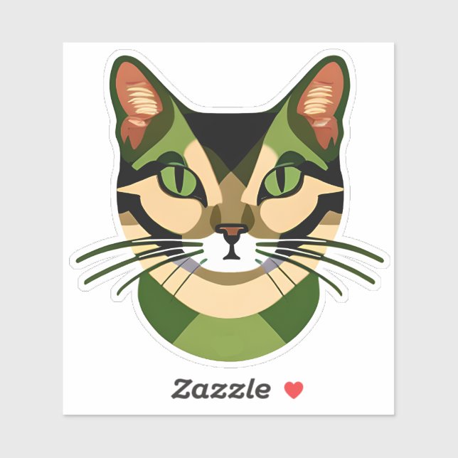 Pegatina Retrato de gato de camuflaje (Hoja)