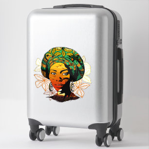 Pegatina Retrato de mujer africana con puesta de sol