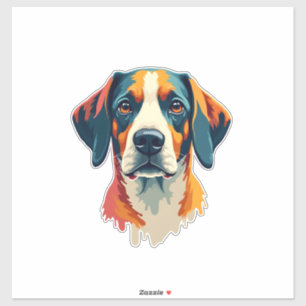 Pegatina Retrato de perro vintage colorido al estilo Pop Ar