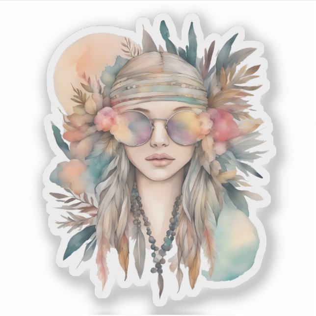 Pegatina Retrato de sueño bohemio (Anverso)