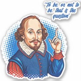 Pegatina Retrato de William Shakespeare ilustracion a ser o
