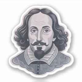 Pegatina Retrato de William Shakespeare ilustracion Hamlet