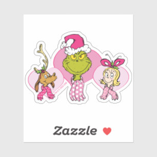 Pegatina Retrato del equipo Grinch en rosa de San Valentín