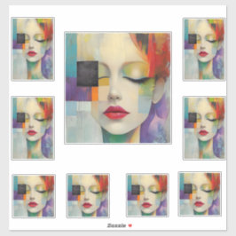 Pegatina Retrato en el surrealismo de bloques de color