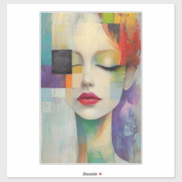 Pegatina Retrato en el surrealismo de bloques de color