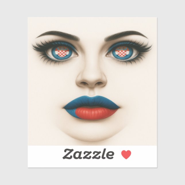 Pegatina Retrato pop croata de belleza y ojos y levas (Hoja)