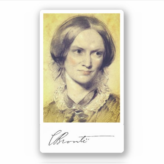 Pegatina Retrato y firma de Charlotte Brontë (Anverso)