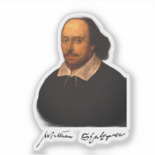 Pegatina Retrato y firma de Shakespeare