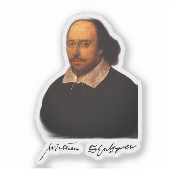 Pegatina Retrato y firma de Shakespeare (Anverso)