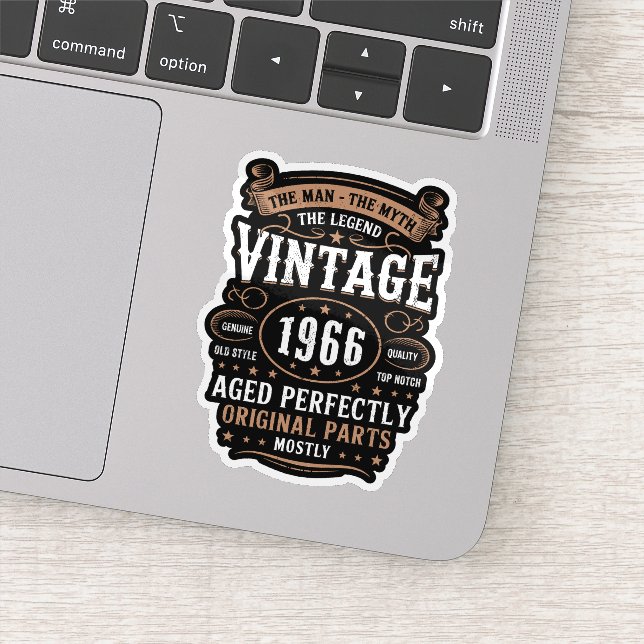 Pegatina Retro 1966 Birthday The Man The Legend 60th Bday   (Detalle)