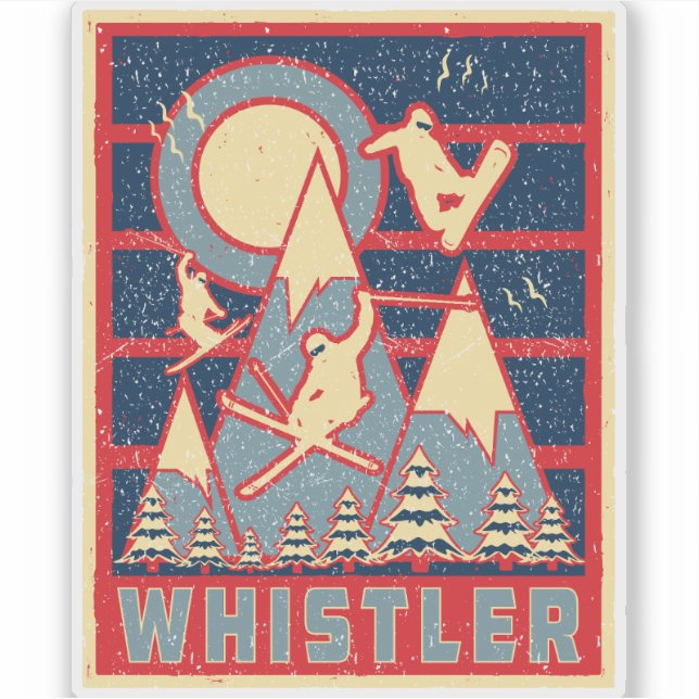 Pegatina Retro 80 Whistler Columbia Británica (Anverso)