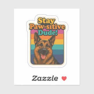 Pegatina Retro 90s German Shepherd Sticker “Stay Paw-sitiv