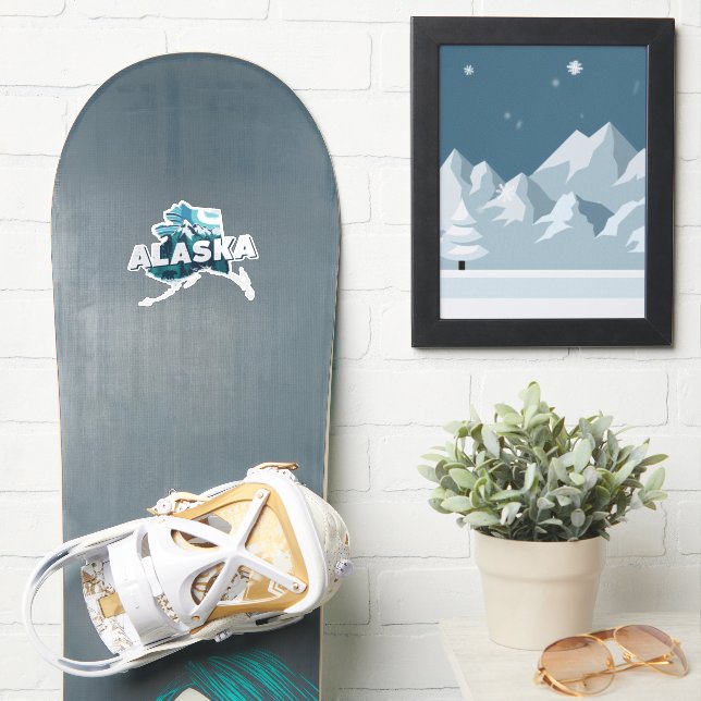 Pegatina Retro Alaska Silueta Escénica Vinyl Decal (snowboard)
