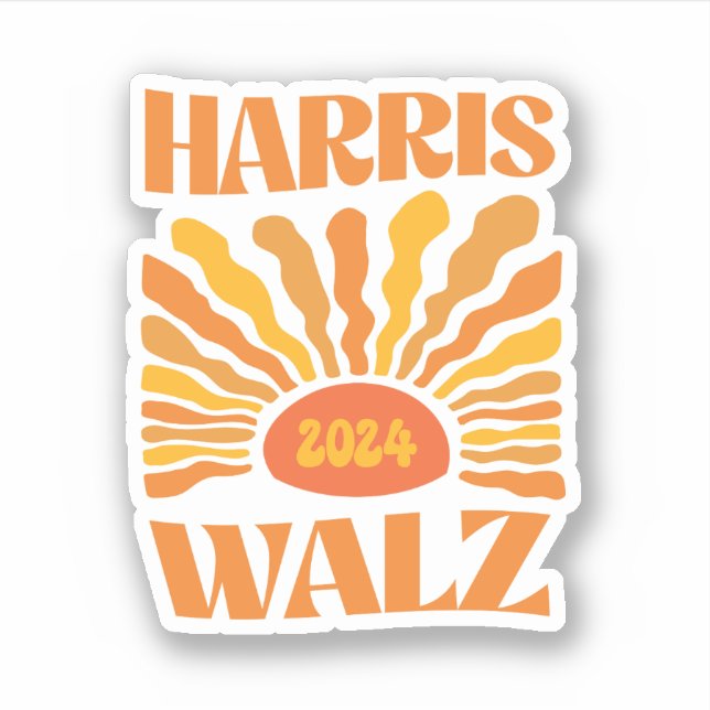 Pegatina Retro Boho Harris Walz 2024 (Anverso)