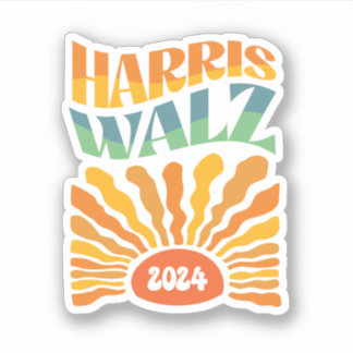 Pegatina Retro Boho Harris Walz 2024