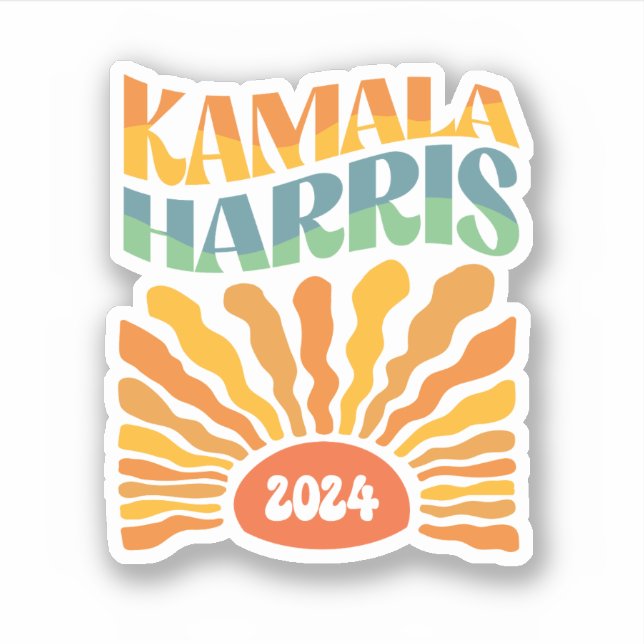 Pegatina Retro Boho Kamala Harris 2024 (Anverso)
