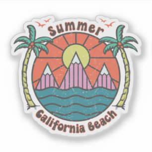 Pegatina Retro California Beach Sunset